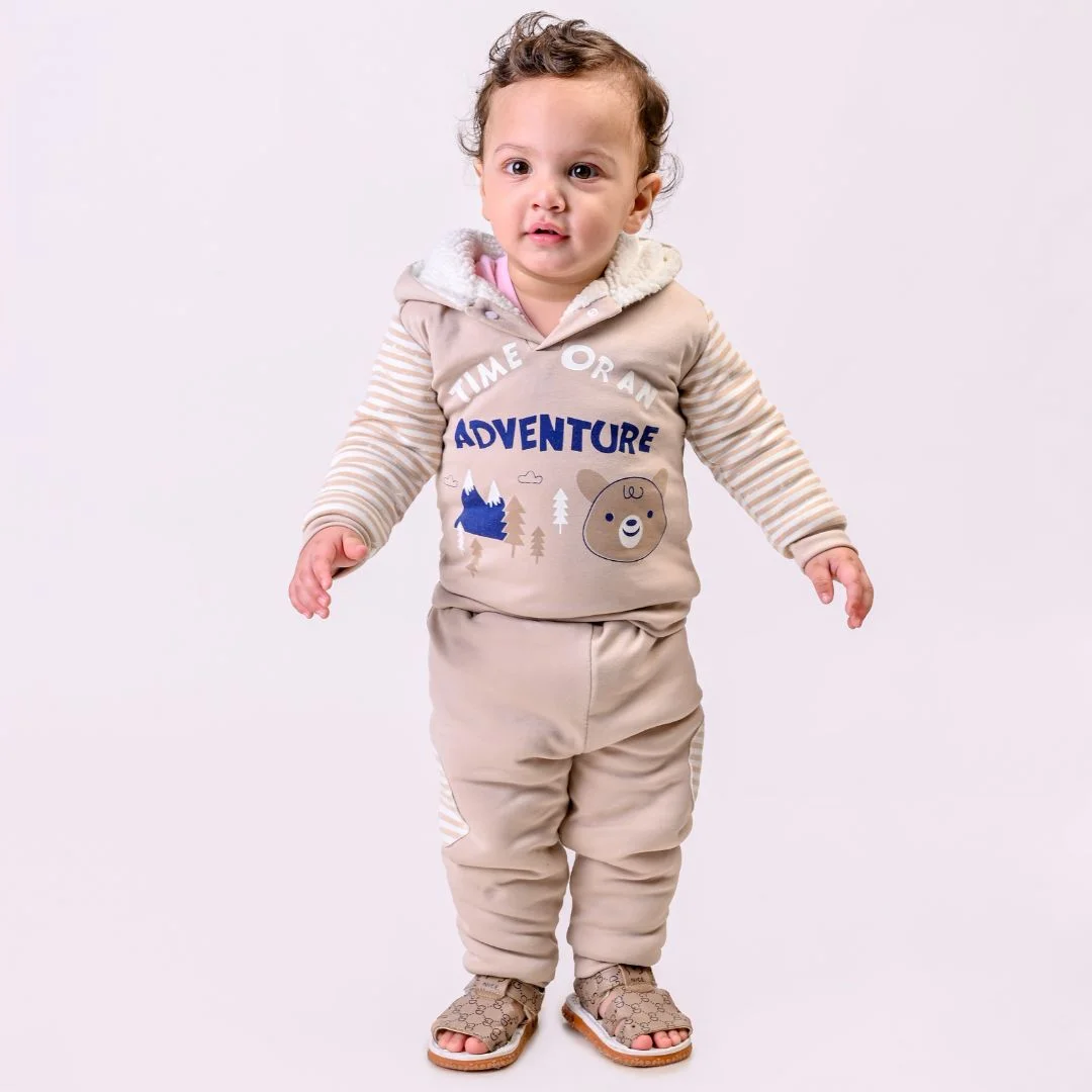 Adventure Fleece Winter Co-Ord Set with Sherpa - Beige image 1