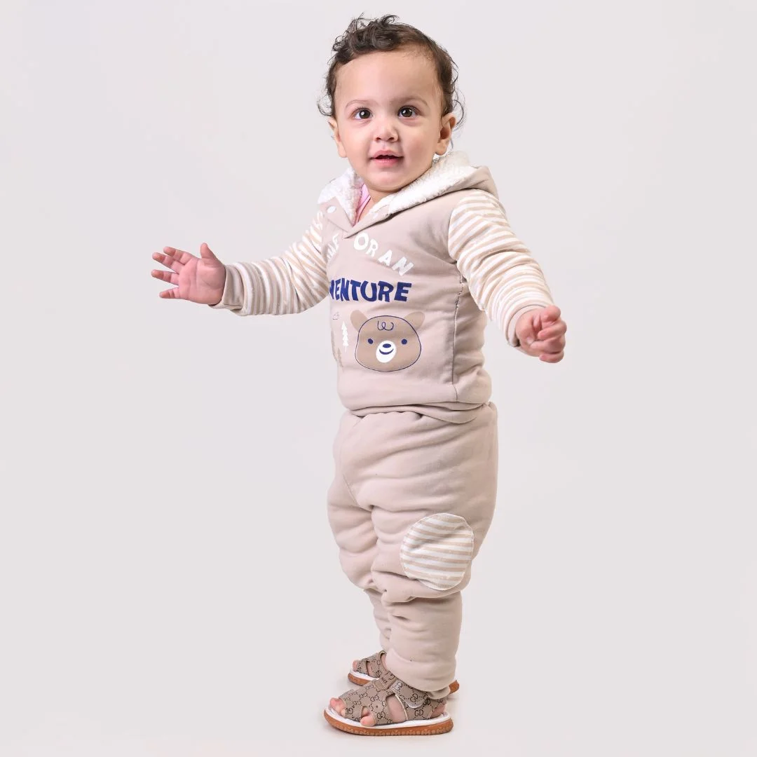 Adventure Fleece Winter Co-Ord Set with Sherpa - Beige image 2