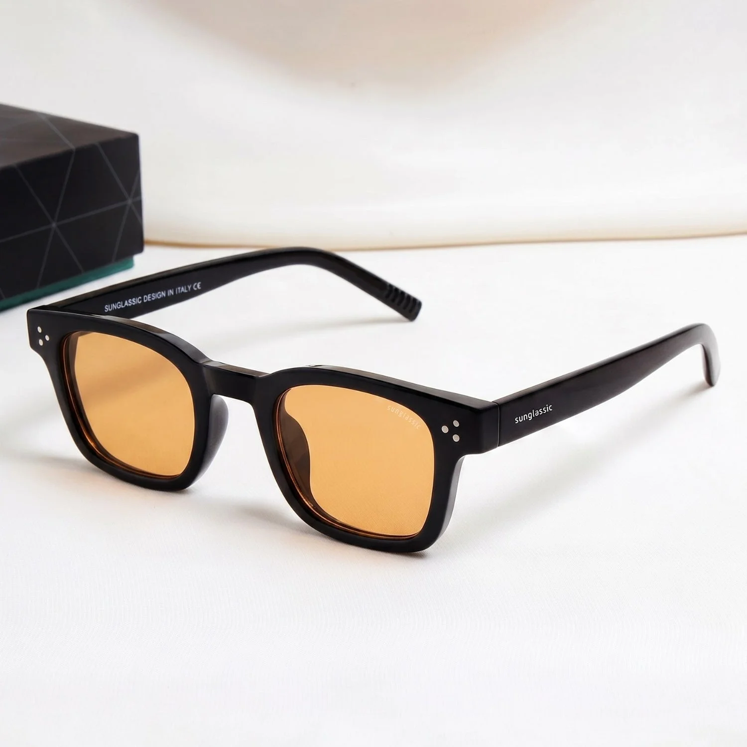 Ares Black Orange Square Sunglasses image 4