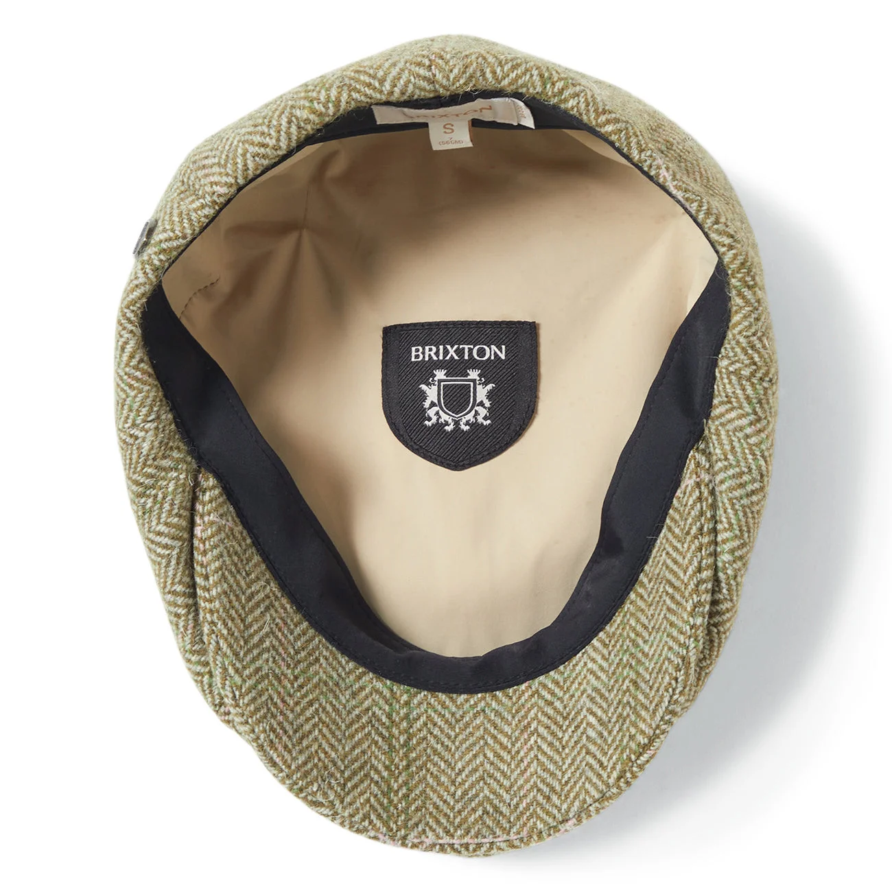Brixton Hats Brood Herringbone Lightweight Newsboy Cap - Green-Sand-Pink image 3