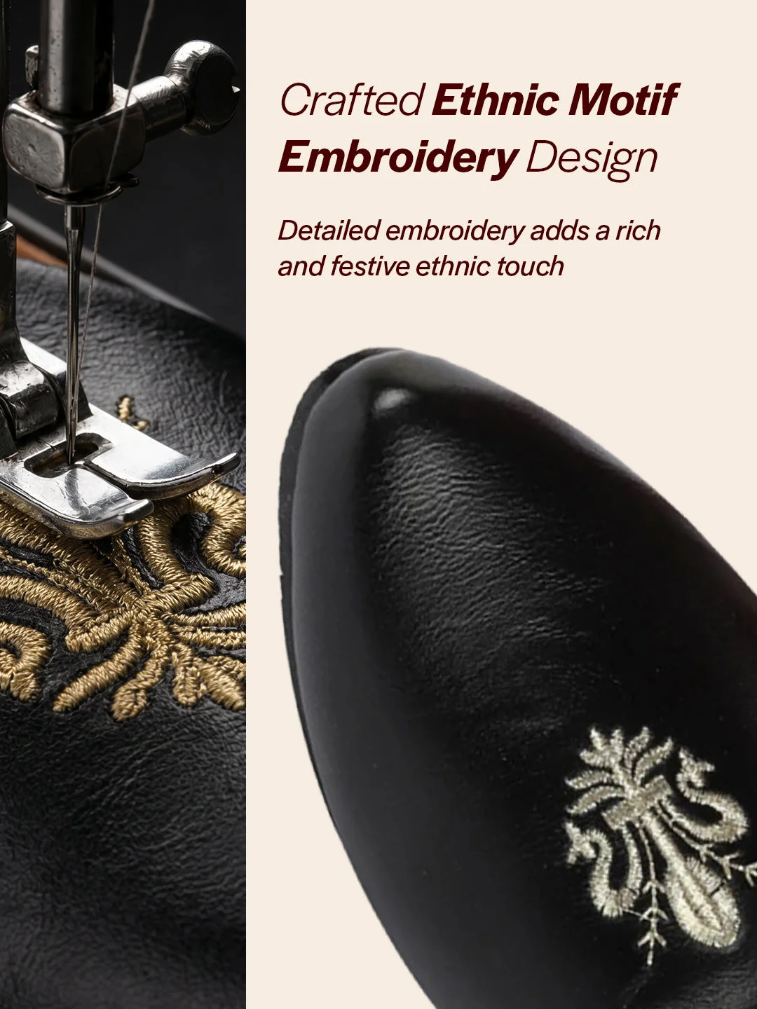 Men Black Wedding Ethnic Party Embroidery Design Slip On Juttis and Mojaris image 2