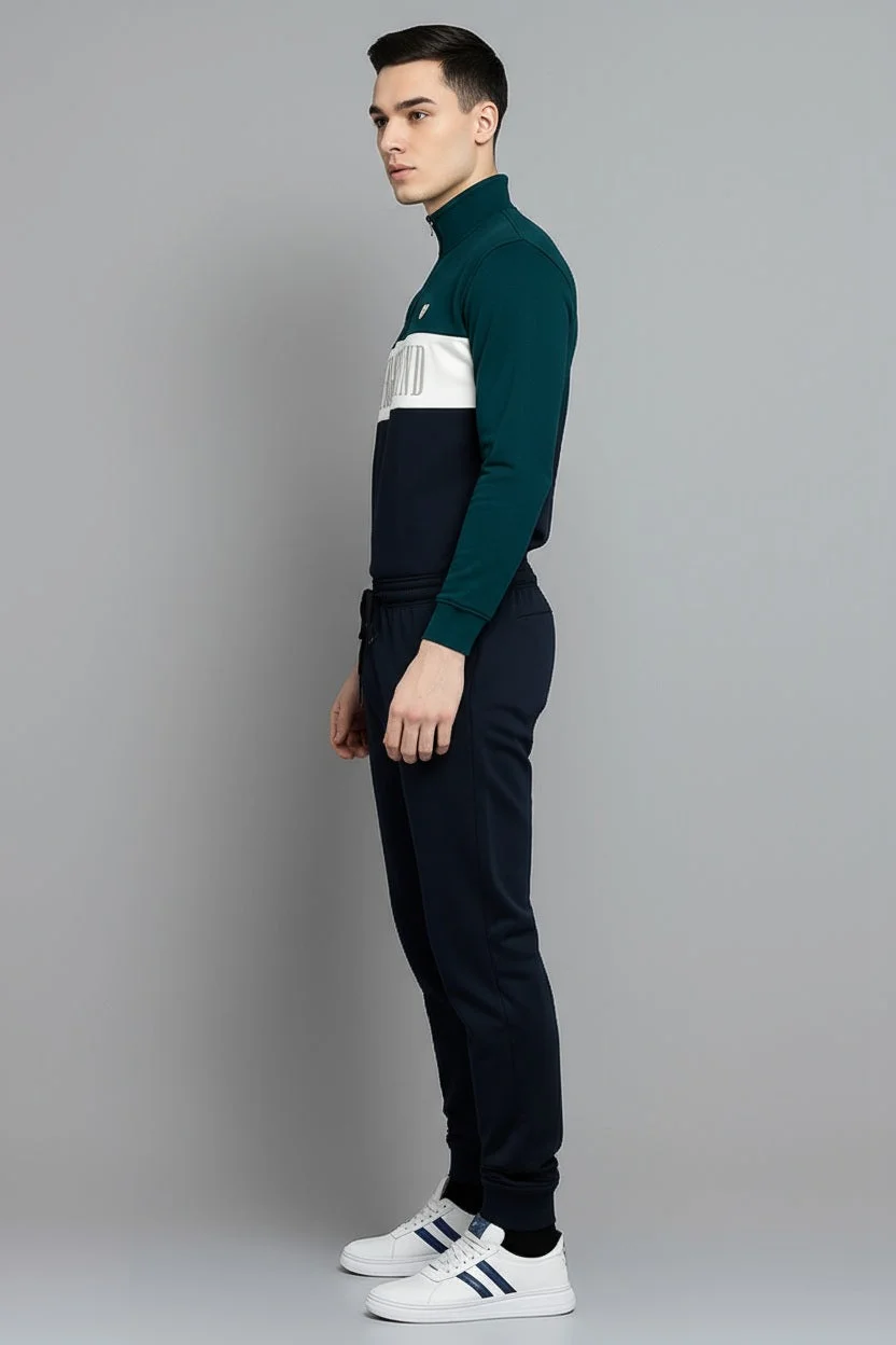 Men Colourblocked Mock Collar Mid-Rise Tracksuits image 3