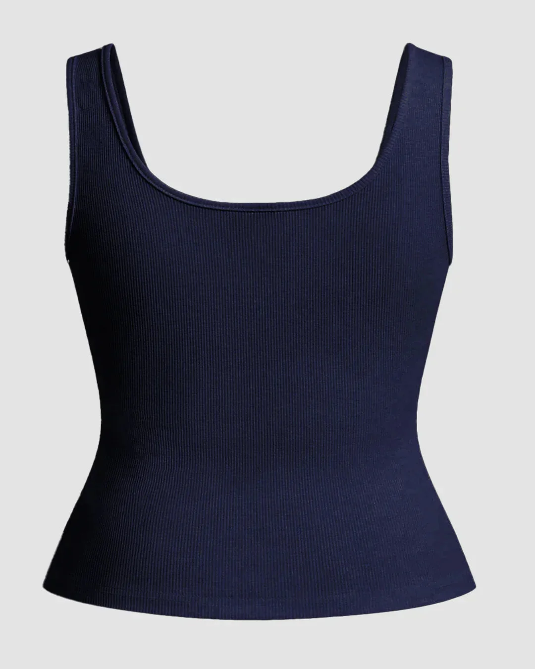 Navy Blue Button Detail Ribbed Sleeveless Top Curve & Plus image 2