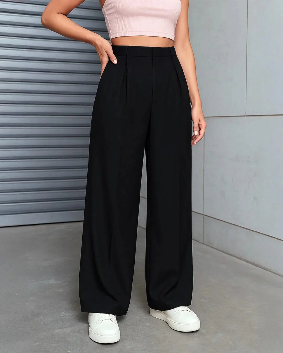 Pleated High-Waisted Wide-Leg Trousers image 2