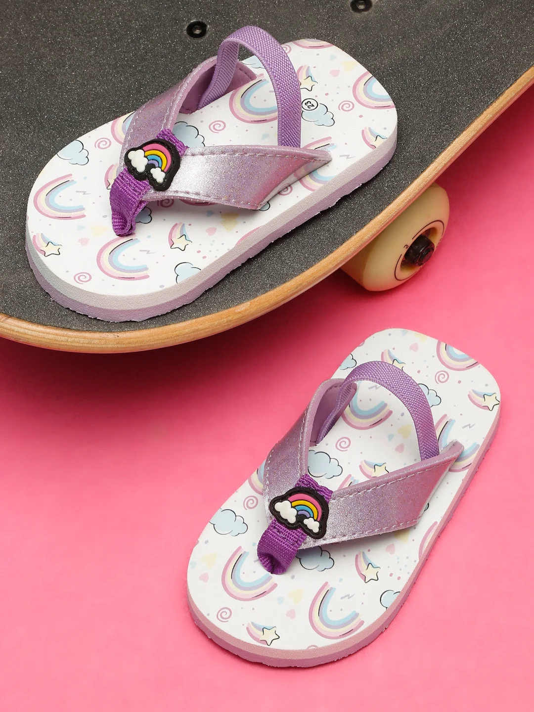 Premium Rainbow V-Shape Flip-flops With Adjustable BackSupport - Purple (Girls) image 1