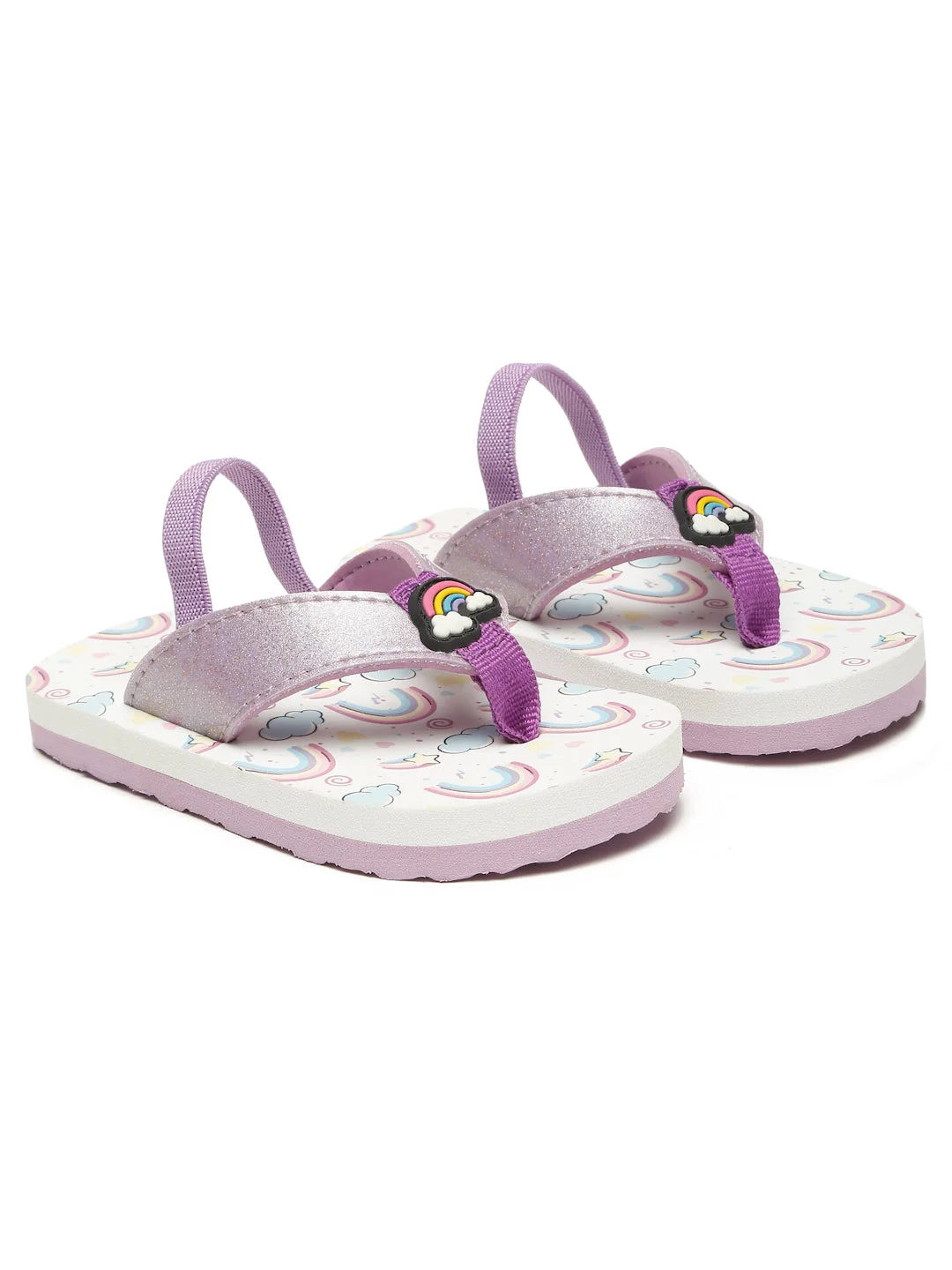 Premium Rainbow V-Shape Flip-flops With Adjustable BackSupport - Purple (Girls) image 3