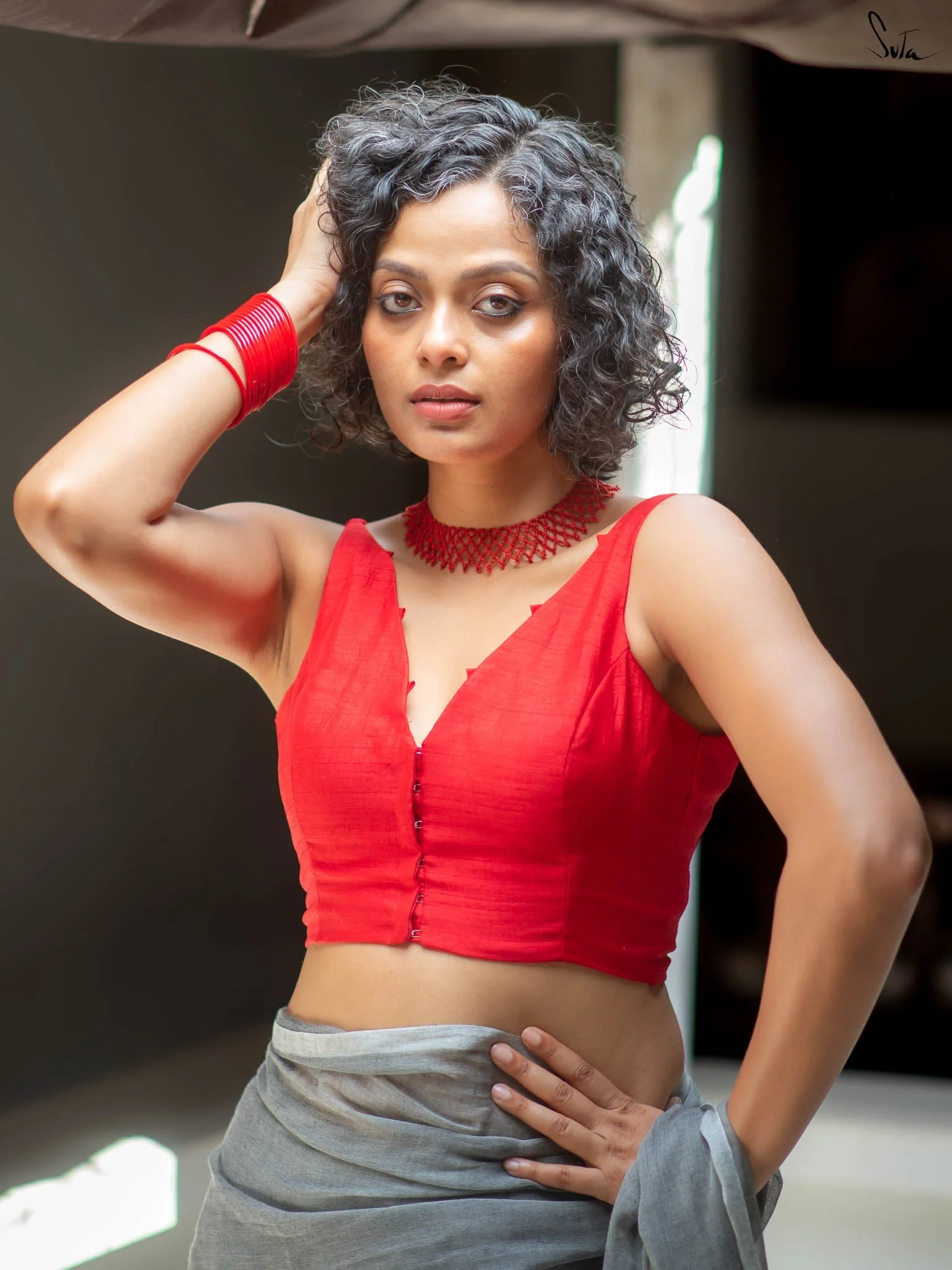 Red Eri Silk Saree Blouse image 1