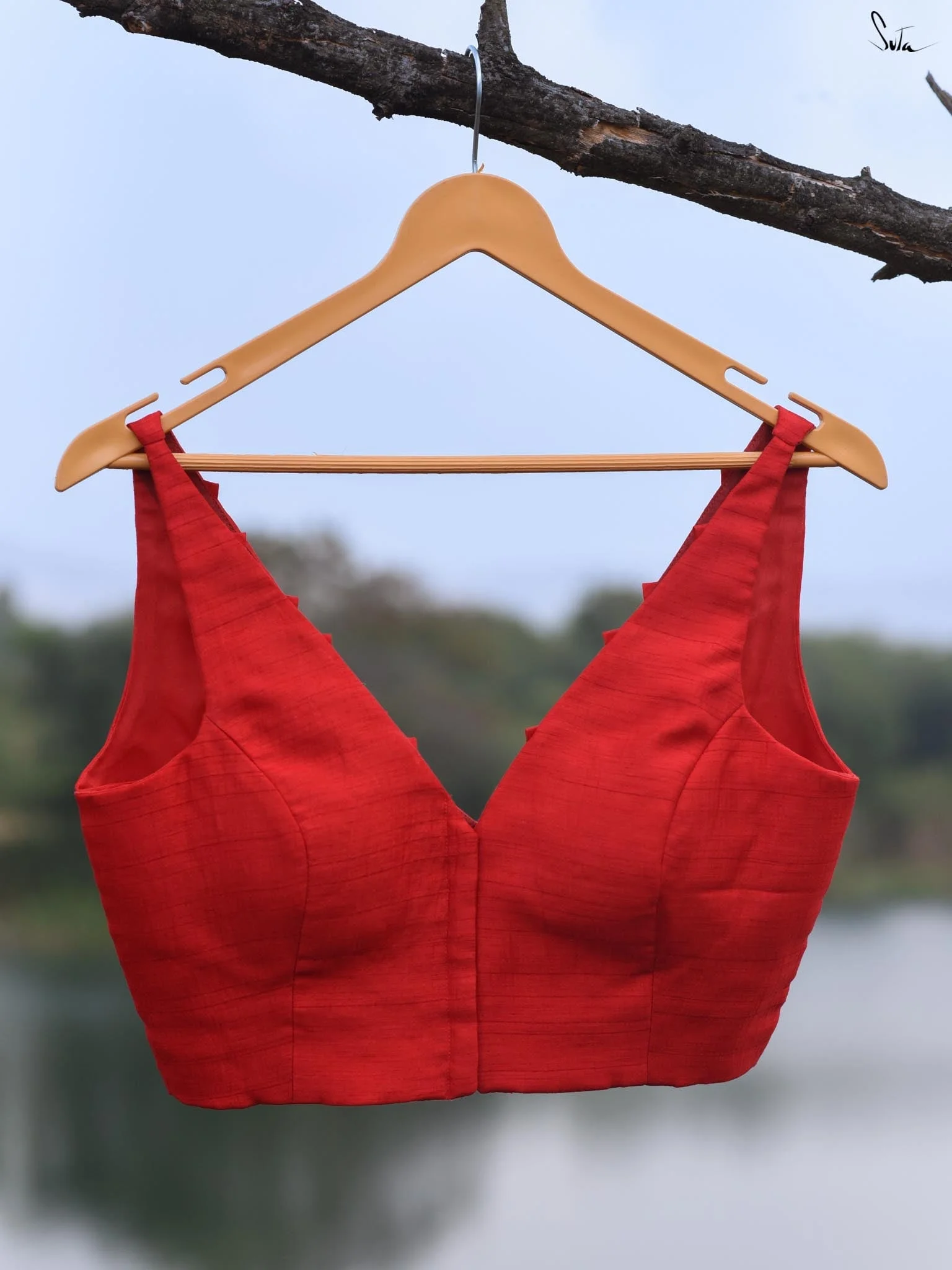 Red Eri Silk Saree Blouse image 3
