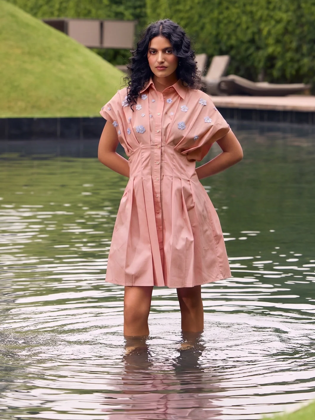 Whipped Flowers Embroidered Peach Dress image 1